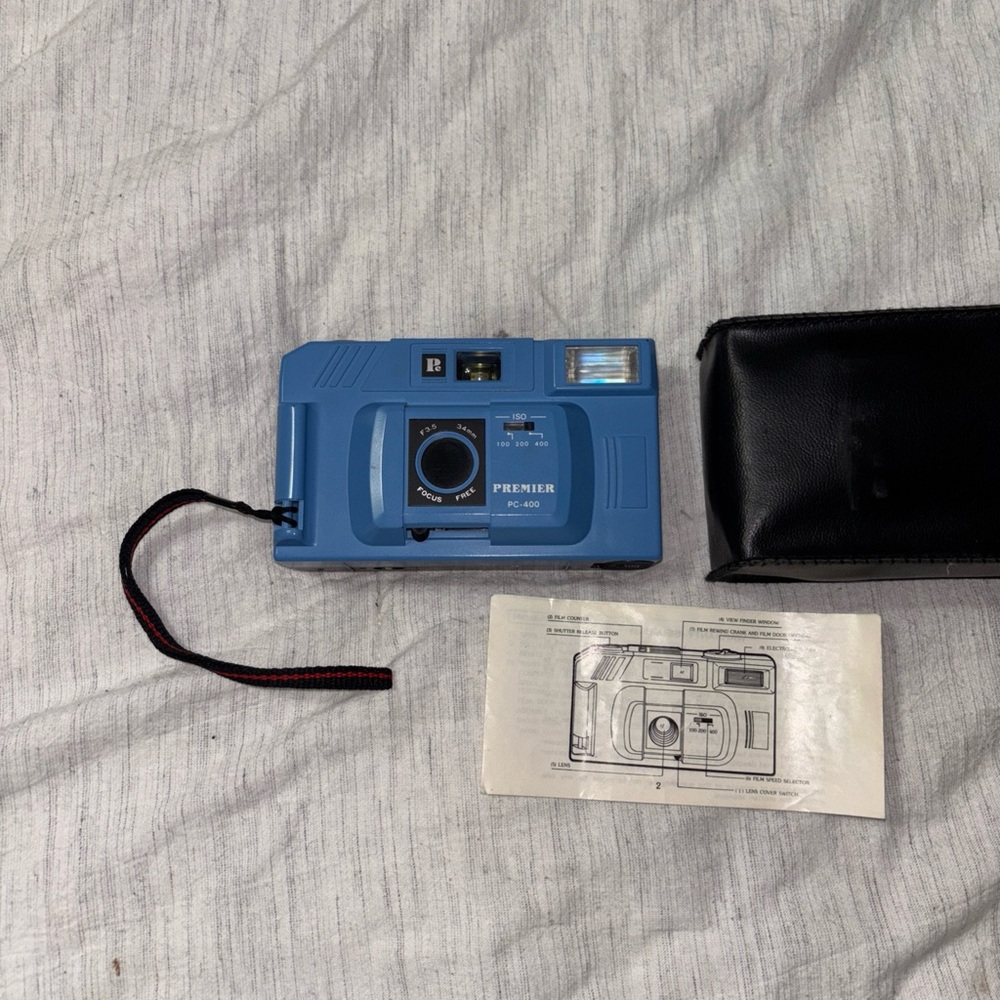 Vintage Premier Blue Camera with Black Case